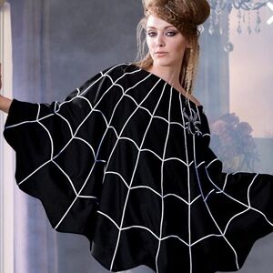 SOLD OUT Grandin Road web poncho with spider 🕷️ detail.